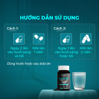 Viên uống bổ não, tăng cường trí nhớ Powergra Neuro Balance - Hộp 60 viên