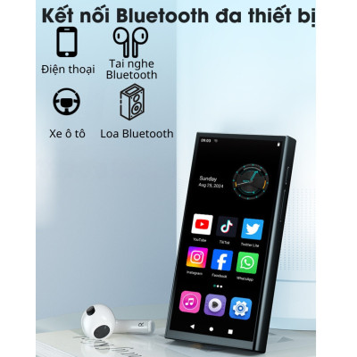 Ruizu Z90 Máy Nghe Nhạc Android WiFi/Bluetooth  Màn hình Full HD 4.0 inch, RAM 4GB, ROM 64GB, Android 10  Xem YouTube, tải App dễ dàng  Pin 2200mAh, 20h nghe nhạc  Jack 3.5mm HiFi, chế độ đọc sách  Tiếng Việt dễ sử dụng - Hàng Nhập Khẩu