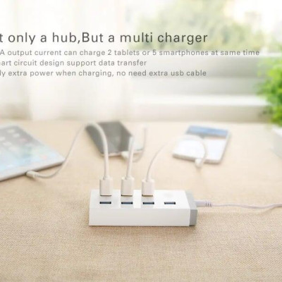 Ugreen UG20296CR116TK Màu Trắng Bộ chia HUB USB 3.0 sang 7 USB 3.0 hỗ trợ nguồn 12V - HÀNG CHÍNH HÃNG