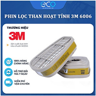 Phin lọc than hoạt tính 3M 6006 lọc hơi hữu cơ, Amoniac, Methilamin, Formaldehit và HF dùng cho mặt nạ phòng độc 3M