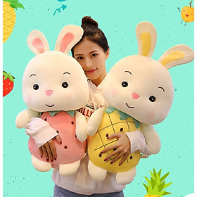 Gấu Bông Thỏ Trái Cây Siêu Mềm Mịn Siêu Đáng Yêu (25cm---->60cm) Vải Miniso 4 Chiều Mềm Mại Êm Ái, An Toàn Cho Người Sử Dụng