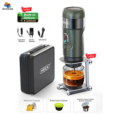 Máy pha cà phê mini HiBREW H4A cầm tay 3 trong 1 sử dụng mọi nơi, pha cafe espresso, cà phê viên nén, nóng và lạnh, hàng chính hãng