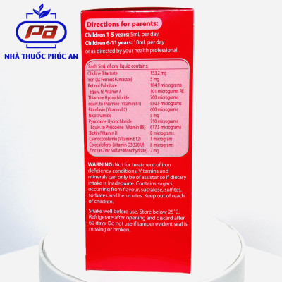 Siro bổ sung sắt, kẽm và vitamin tổng hợp cho bé Nature