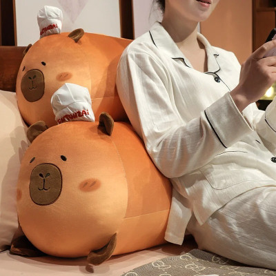 Thú nhồi bông Capybara xúc xích nướng phom dài đáng yêu - Size từ 55cm đến 95cm - Quà tặng gấu bông chuột lang êm mịn cho bé