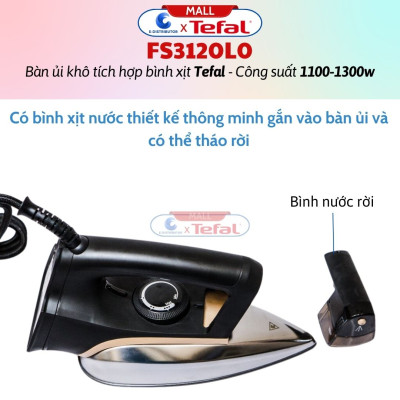 Bàn Ủi Khô Tích Hợp Bình Xịt Nước Tefal FS3120L0 - Công Suất 1300W -  Hàng Chính Hãng