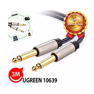 Cáp Audio 6,35mm Mono Jack Mạ Vàng Dài 3M Cao Cấp Ugreen 10639 - Hàng chính hãng