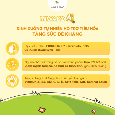 Sữa Miwako A+ Hộp 400g Vị Vani Nhập Khẩu Malaysia, Sữa Hạt Hữu Cơ Organic Cho Bé Từ 1-6 Tuổi Giúp Cải Thiện Ngôn Ngữ Phát Triển Trí Não & Chiều Cao Vị Ngọt Tự Nhiên Dễ Uống