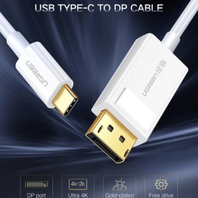 Ugreen UG40420MM139TK 1.5M màu Trắng Cáp chuyển đổi TYPE C sang DISPLAYPORT dương - HÀNG CHÍNH HÃNG