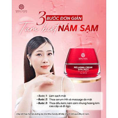 Kem Dưỡng Trắng Da Mờ Thâm Nám Sâm Nhung Hoàng Kim Cao Cấp Melasma Cream Nano White MISS CANDY 25g, Giúp Tái Tạo Da Bị Nhiễm Corticoid, Phục Hồi Làn Da Hư Tổn & Làm Săn Chắc Da