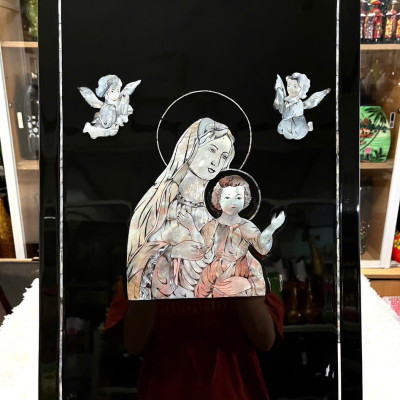 Tranh sơn mài Chúa/Mẹ cẩn ốc xà cừ cao cấp, hàng xuất khẩu size 40x60 cm treo tường, trang trí nhà cửa, văn phòng, quà tặng tân gia, tặng dịp Lễ, Tết đầy ý nghĩa