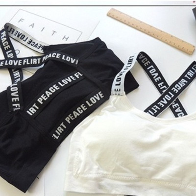 Áo bra dệt kim dây chéo in chữ 2503 – Áo ngực không gọng nâng nhẹ, co giãn 4 chiều, mặc siêu êm