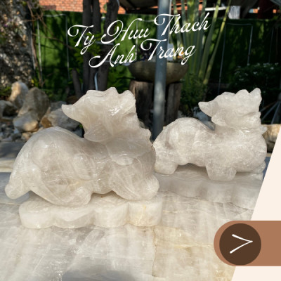 Tỳ hưu thạch anh trắng NHASAN THD07 nặng 4.62kg, kích thước: cao 12cm x dài 17cm x ngang 6.5cm