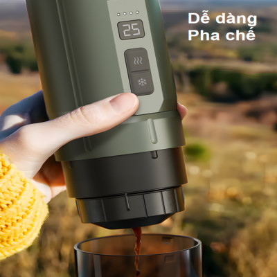 Máy pha cà phê cầm tay chuyên nghiệp Espresso 3 trong 1, dùng pin có thể pha cả nóng và lạnh HiBREW H4C - Hàng Chính Hãng