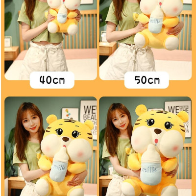 Gấu bông hổ ôm bình sữa siêu dễ thương – Quà tặng thú nhồi bông cọp má phệ bú bình – Size từ 50 cm đến 80 cm – Gối ôm hổ milk cho bé ngủ ngon