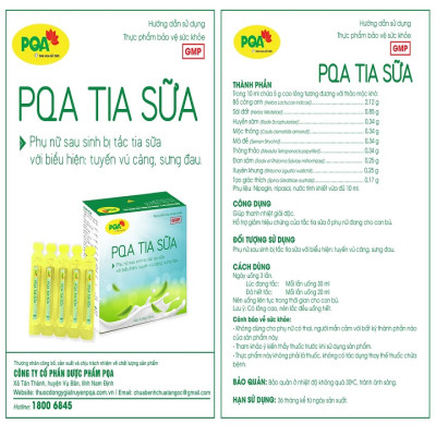 Tia Sữa PQA Giúp Thanh Nhiệt Giải Độc Và Giảm Triệu Chứng Của Tắc Sữa Ở Phụ Nữ Đang Cho Con Bú Hộp 10 Ống
