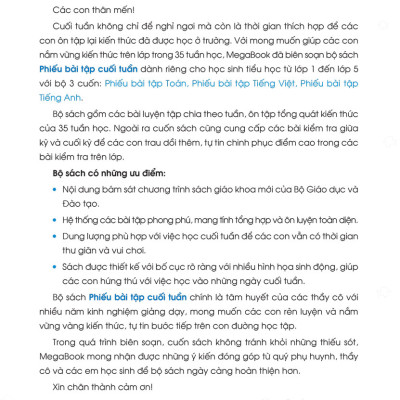 Combo Phiếu Bài Tập Cuối Tuần Toán + Tiếng Việt + Tiếng Anh Lớp 1 (35 Tuần Học) (Bộ 3 Cuốn) - MEGA