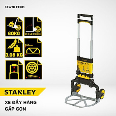 Xe đẩy hàng 2 bánh gấp gọn Stanley FT501 tải trọng 60kgs, khung nhôm nhẹ - Hàng chính hãng