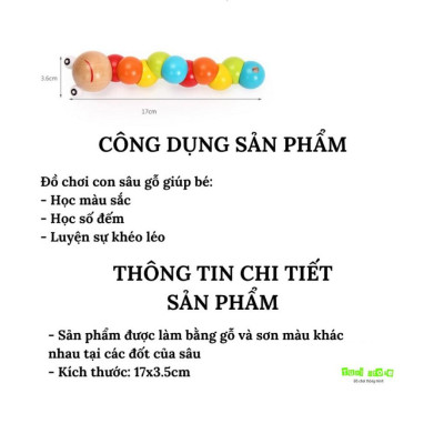 Con Sâu Gỗ Đồ Chơi Con Sâu Gỗ Nhiều Màu Vui Nhộn Cho Bé Học Màu Sắc