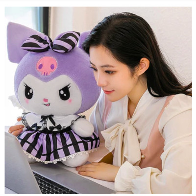 Thú nhồi bông Kuromi mặc váy đáng yêu - Size 50cm - Quà tặng gấu bông kuromi tím bánh bèo êm mịn.