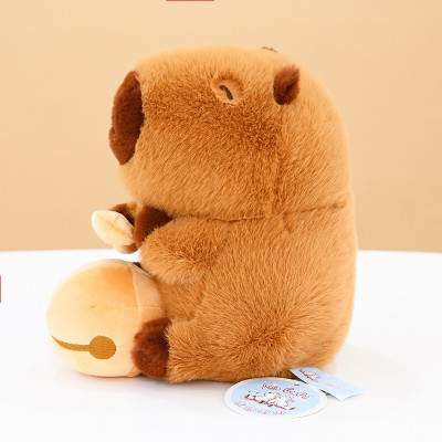 Thú nhồi bông capybara gõ mõ ngộ nghĩnh - Size 35cm - Quà tặng gấu bông chuột lang nước dành cho người cần tịnh tâm.