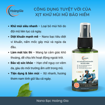 Xịt Khử Mùi Mũ Bảo Hiểm Nano Bạc Hoàng Gia - Dành cho Nam/Shipper Bảo Vệ Da Đầu & Tóc 100ml