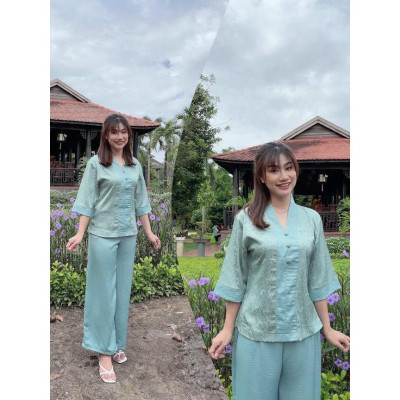 ĐỒ LAM ĐI CHÙA  Mẫu Bà Lai Phối Gấm Cao Cấp