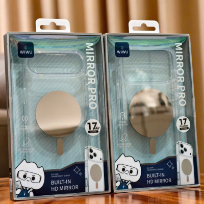 Ốp lưng trong suốt gương MirrorMag hỗ trợ selfie sạc từ tính nam châm magnetic không dây cho iPhone 17 Pro Max / 17 Air hiệu WIWU Mirror Viền TPU lưng PC chống ố, đệm khí chống sốc, viền bảo vệ camera - Hàng nhập khẩu