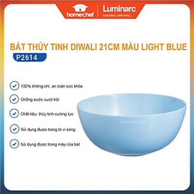 Bát tô canh thủy tinh Luminarc Diwali màu xanh dương 21cm P2614 | Hàng chính hãng