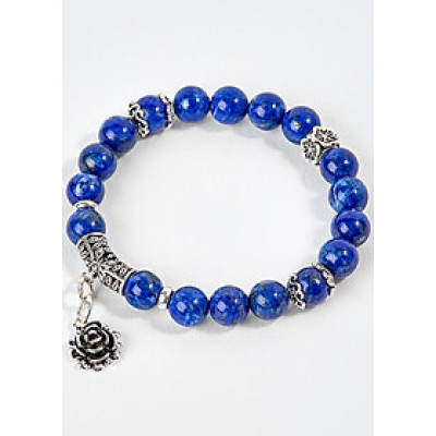 Vòng Tay Đá Lapis Lazuli Phối Charm Hoa Hồng Bạc Ngọc Quý Gemstones