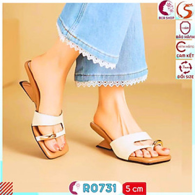 [THANH LỊCH - THOẢI MÁI] Dép Guốc Đế Xuồng Xỏ Ngón Cao Gót 5p RO731 ROSATA Đi Làm - Đi Chơi Đều Thoải