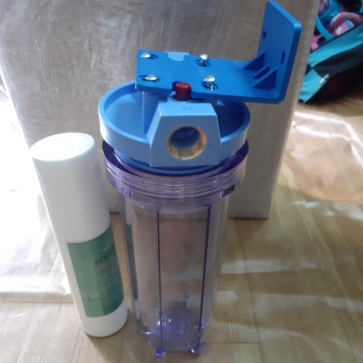 Cốc lọc thô 10inch ren đồng phi 27 - bao gồm lõi+tay vặn+pat treo như hình