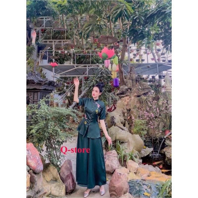 Đồ Lam Đi Chùa Cao Cấp Set Song Ngư S1