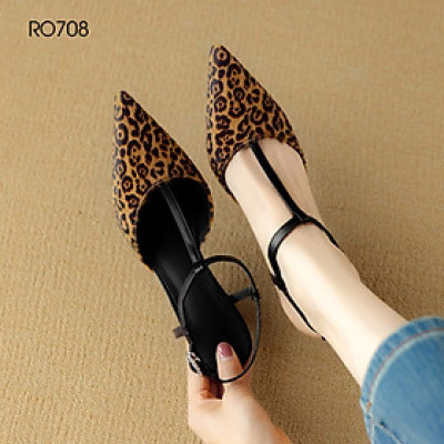 Sandal nữ đế xuồng, mũi nhọn ROSATA RO708 - 7p - Đen - BKSTORE