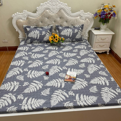 Ga giường chun cotton 100% bọc đệm tặng kèm 2 vỏ gối đầu