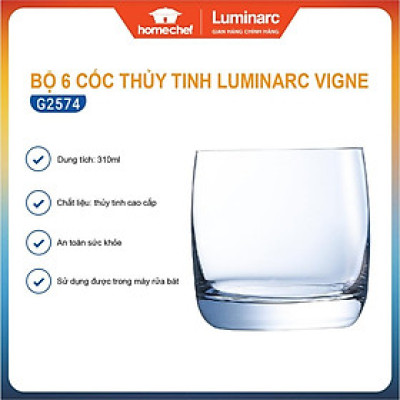 Bộ 6 cốc (ly) thủy tinh thấp Luminarc Vigne 310ml - G2574 | Hàng chính hãng