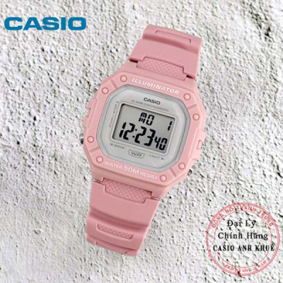 Đồng Hồ Casio W-218HC-4AVDF Dây Nhựa Màu Hồng - Mặt Vuông - WR50M