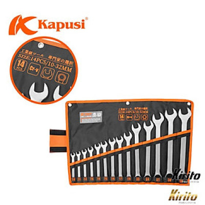 Bộ Cờ Lê Vòng Miệng Kapusi Tool Nhật Bản 14 Chi Tiết – 8-24mm / 10-32mm | Thép Hợp Kim Mạ Chrome Cao Cấp