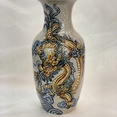 Lọ lộc bình rồng đắp nổi cao cấp Bát Tràng