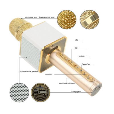 Loa Bluetooth Karaoke - Loa xách tay mini chất liệu nhựa cao cấp, công suất 6W và micro không dây - Hàng nhập khẩu