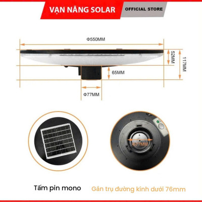Đèn Năng Lượng Mặt Trời UFO VẠN NĂNG  500W  Ánh Sáng vàng - trắng - trung tính