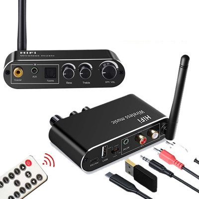 SOAIY Bộ Chuyển Đổi Âm Thanh DAC Bluetooth T01 Chỉnh Treble, Bass, Volume (Hỗ trợ Cổng Optical) - Hàng Nhập Khẩu