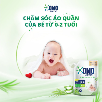 Combo 2 Túi Nước Giặt Omo Matic Cho Quần Áo Bé Yêu Chiết Xuất Tràm Trà Và Nha Đam Dịu Nhẹ 3.6KG