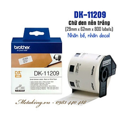 Nhãn Bế, Giấy Decal Brother DK-11209 (29mm x 62mm x 800 nhãn) - Hàng chính hãng