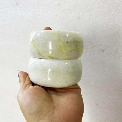 Vòng tay bạch ngọc bản cao 3 cm cho người mệnh Kim và Thủy ( đá thật của xưởng chế Tác Đá PTMN An An)