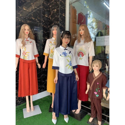 Đồ Lam Đi Chùa Lụa Vẽ Đài Loan