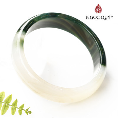 Vòng tay đá mã não trắng xanh mệnh mộc hỏa - Ngọc Qúy