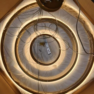 Đèn thả MONSKY IVEN 3 vòng 3 rọi hiện đại phản chiếu hình trăng sao vô cùng đẹp mắt 3 chế độ ánh sáng