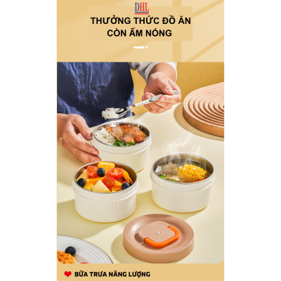 Lồng cơm giữ nhiệt, hộp cơm văn phòng Mitomo LCH-7086, cặp lồng chia 3 ngăn chất liệu inox 304 hàng chính hãng