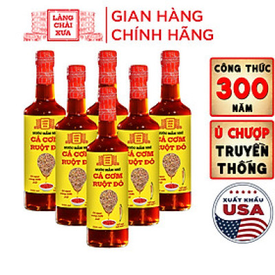 [KF] Thùng 6 chai Nước mắm nhỉ cá cơm ruột đỏ Làng Chài Xưa 500ml cá cơm vàng ngon vùng nước trồi 300 năm truyền thống chai thủy tinh