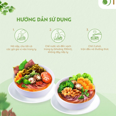 Thùng 24 ly bún gạo lứt ăn liền NGON & THON - Vị tảo xoắn chua cay